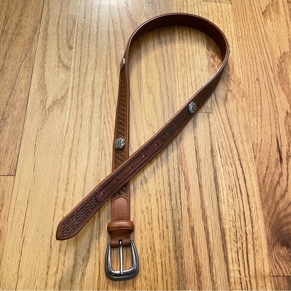 VINTAGE FOSSIL WOMENS BROWN LEATHER BELT SIZE M Western - Picture 2 of 7
